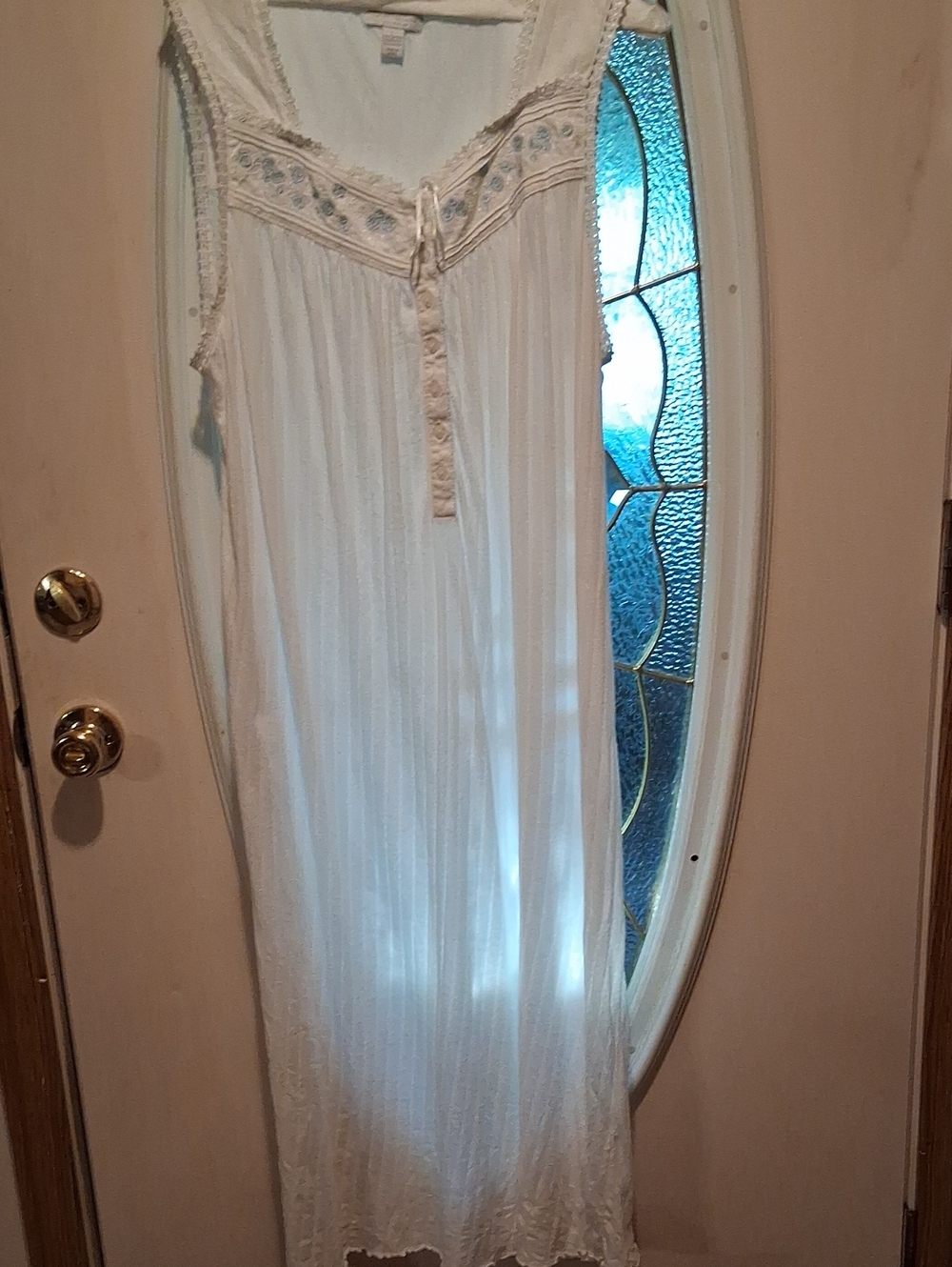 Charter Club Cream Lace-Trim Sleeveless Nightgown